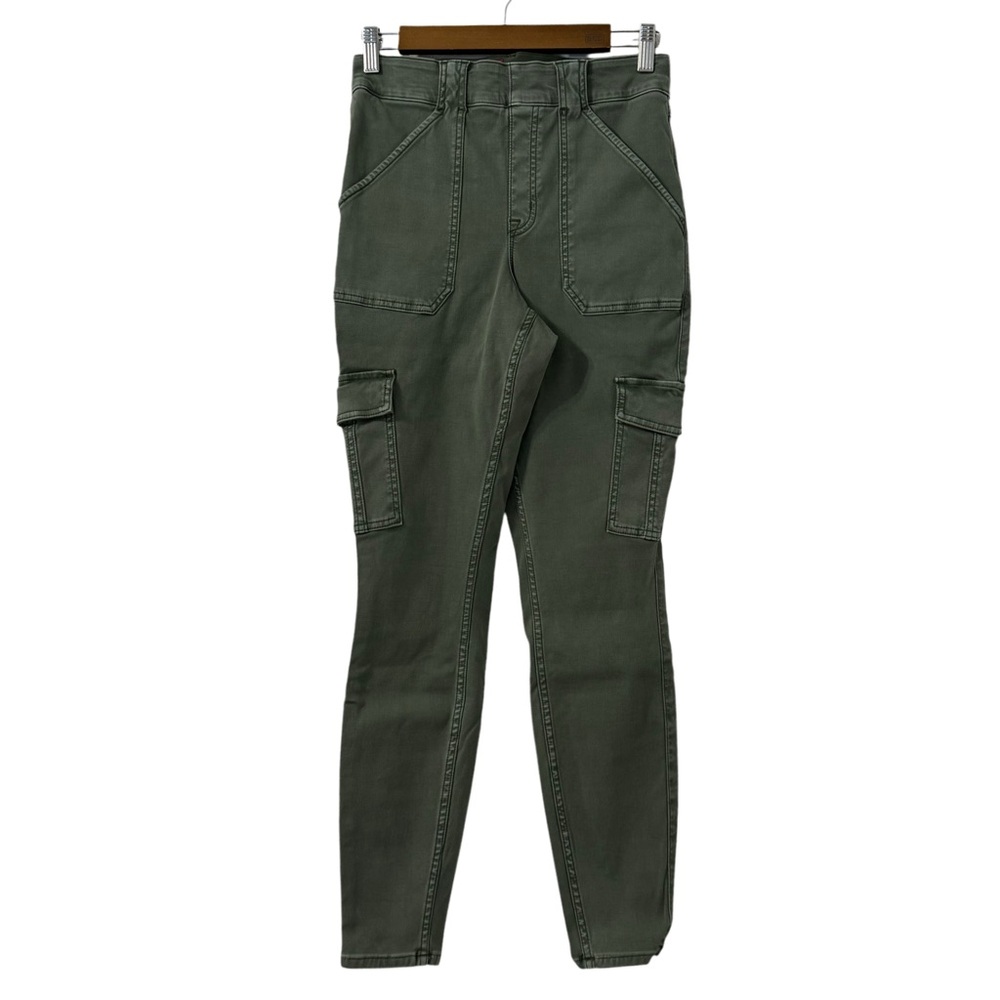 SPANX Cargo Pants Womens L Olive Green Stretch Slimming Twill Skinny Utility